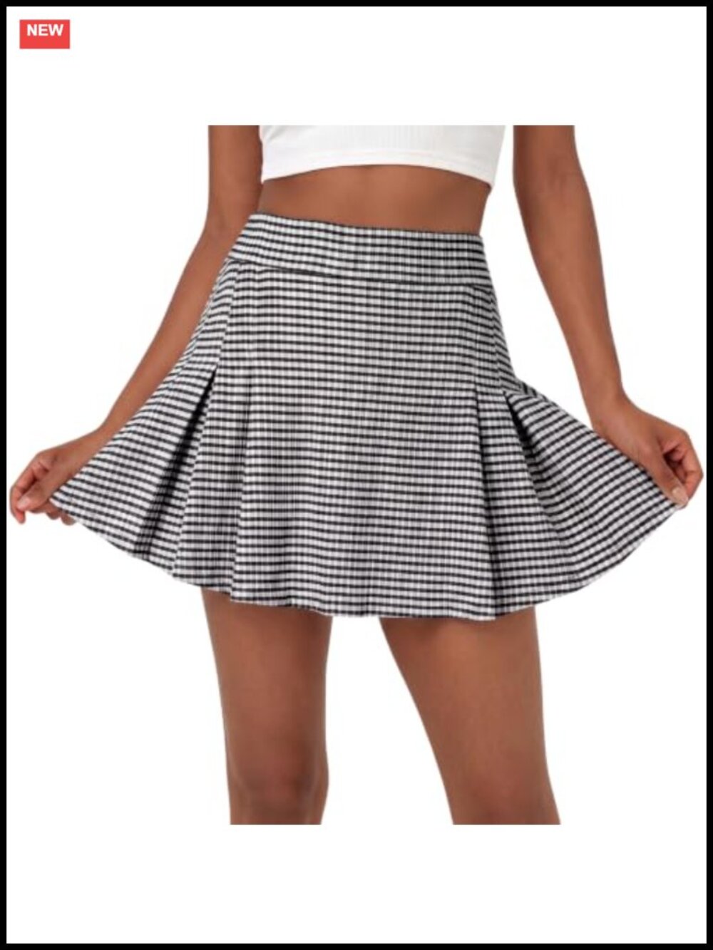 Plaid Pleated Mini Skort with Built-in Shorts High Waisted Tennis Skirt